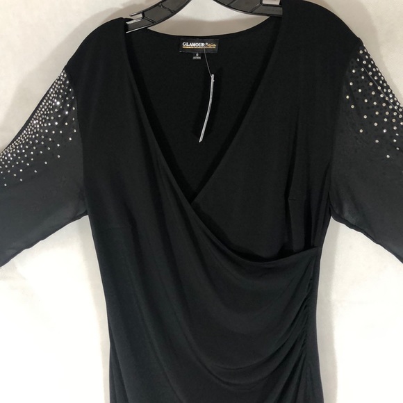 NWT = GLAMOUR Nights, Size 10 , Midi Black Dress , - Picture 3 of 8